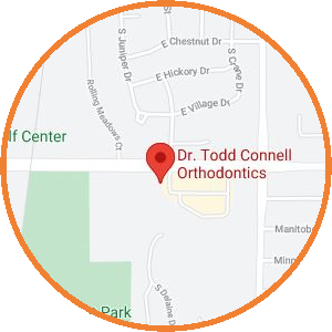 Map showing the location of Dr. Todd Connell Orthodontics in Oak Creek, WI 53154.