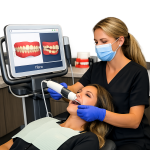 Orthodontic professional using a digital scanner to capture a patient’s teeth at Dr. Todd Connell Orthodontics serving Brookfield and Oak Creek Wisconsin